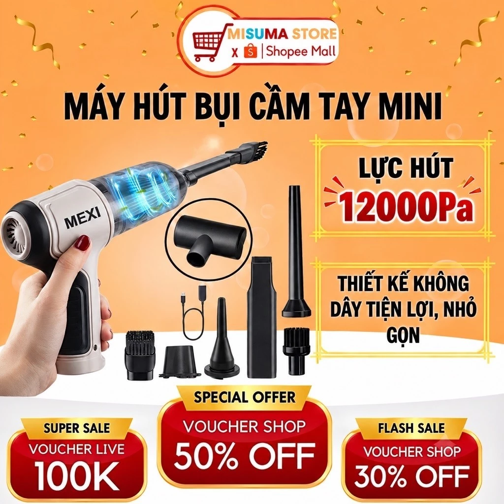 Top 4 máy hút bụi cầm tay mini dưới 200K tốt nhất hiện nay mexi