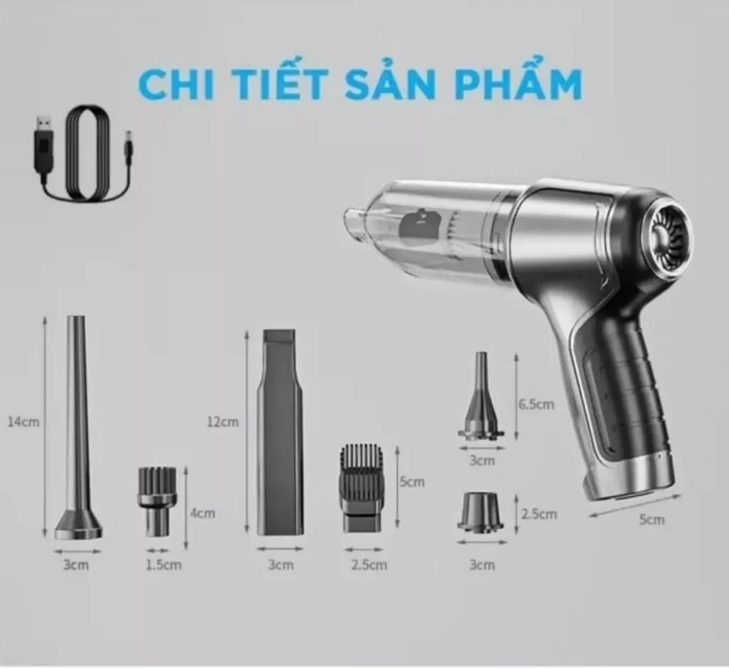 Top 4 máy hút bụi cầm tay mini dưới 200K tốt nhất hiện nay tamashio 6 đầu hút